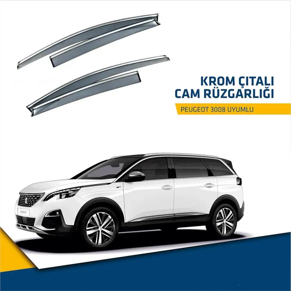 Для Peugeot 3008 хром ветровым щитком 2017 2018 2019 2020 Спорт Дождь Окно козырек 4 шт. Авто