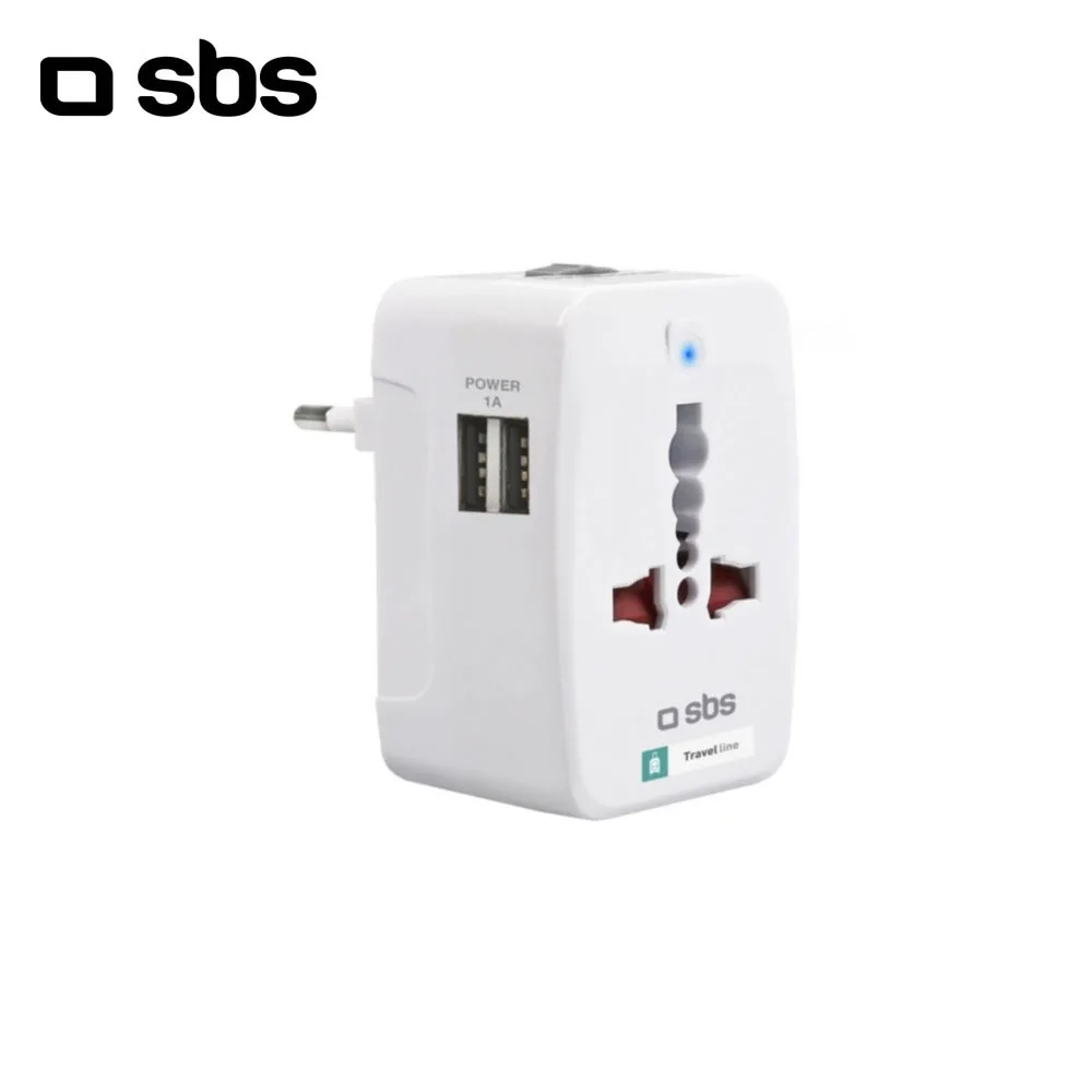 Сетевое зарядное устройство SBS 2xUSB 1А с адаптером для вилок U|Зарядные устройства