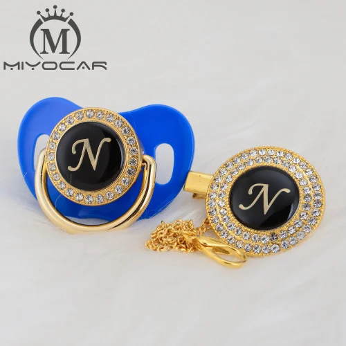 MIYOCAR уникальный дизайн имя инициалы Письмо N Элегантный bling соска и пустышка Клип BPA бесплатно пустышка bling уникальный дизайн LN - Цвет: LN-6  6-18M