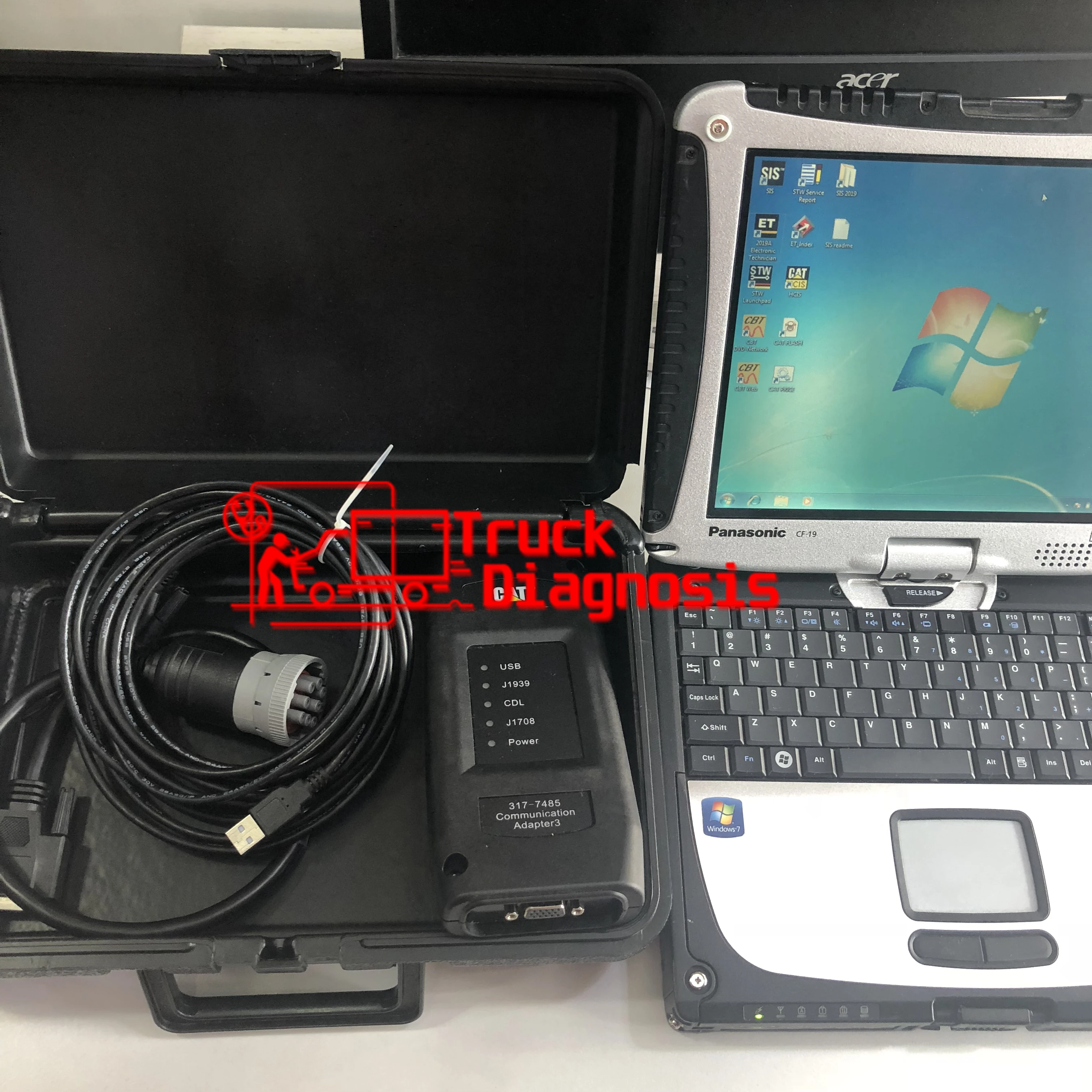 

V2021 ET3 Excavator Diagnostic tool Communication Adapter III 317-7485+CF19 Laptop+SIS+FLASH for-CAT Truck Diagnostic Scanner