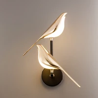 biewalk nordic luxury golden bird shaped magpie creative wall lamp bedside staircase bedroom living room tv background