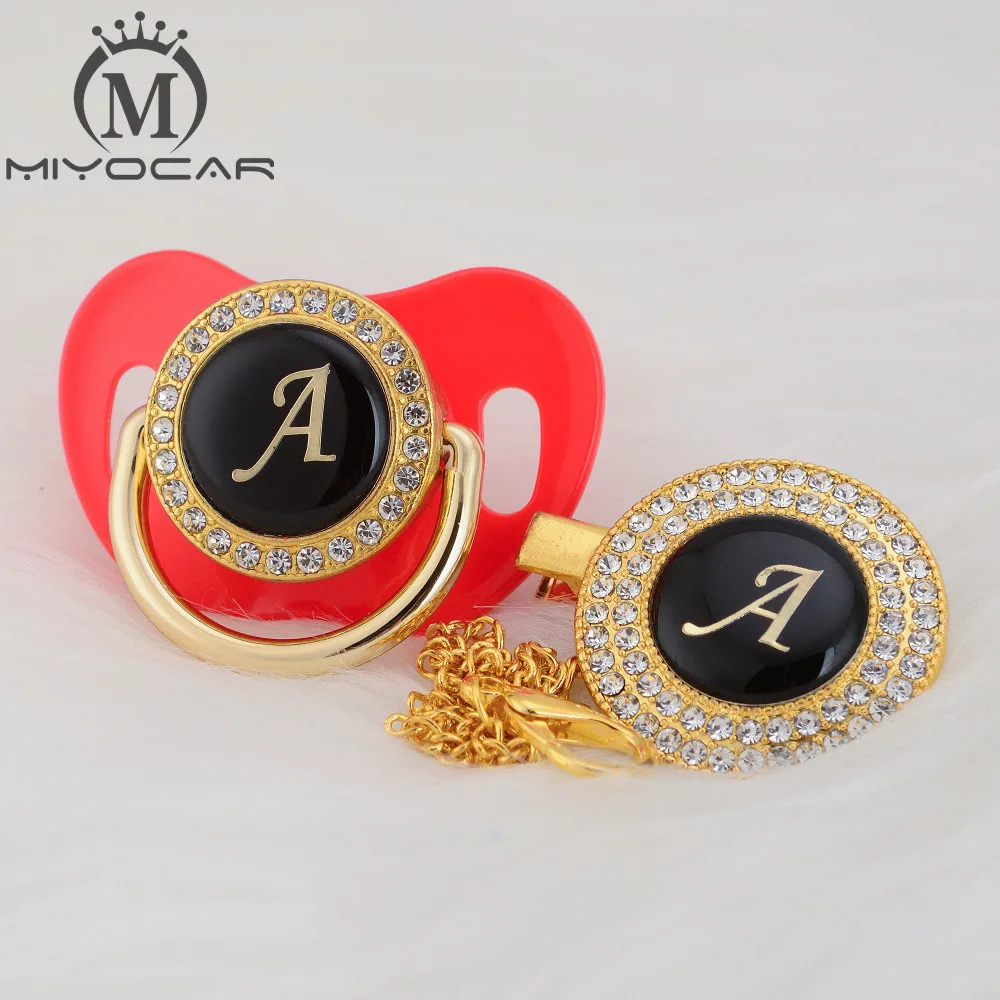MIYOCAR красочные инициалы письмо красивый bling соска и соска клип BPA бесплатно пустышка bling уникальный дизайн LA
