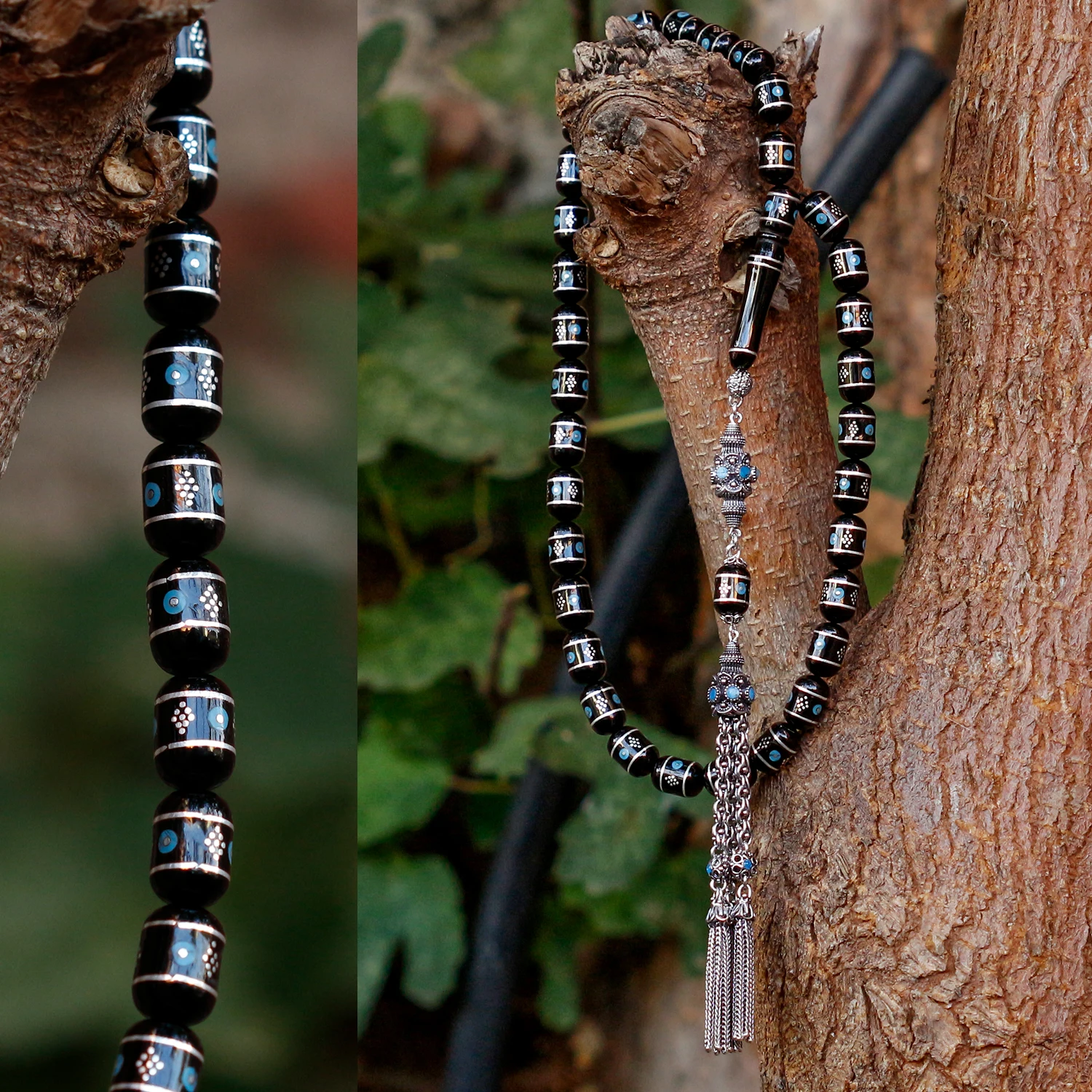 

Special Design Capsule Cut Erzurum Oltu Stone Rosary Fashion Turkish Premium Quality Handmade Jawelery