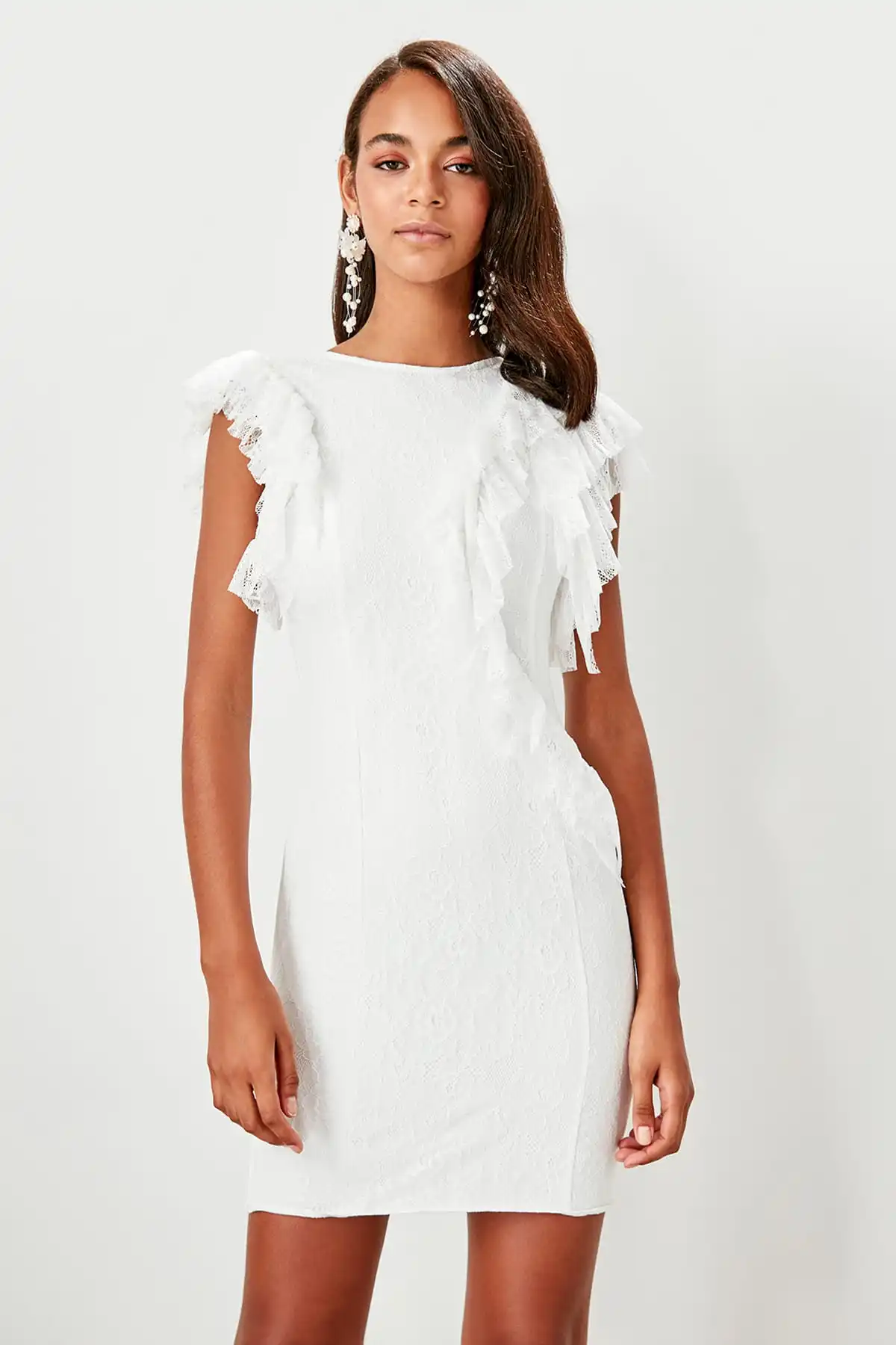 Trendyol кружевное платье с воланами TPRSS19UT0195 | Женская одежда