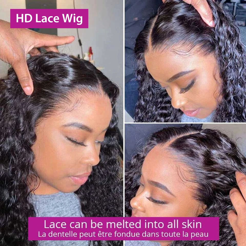Hd Transparent 13x4 Lace Front Human Hair Wigs For Women Brazilian Deep Wave Remy Lace Frontal Wigs Deep Curly Lace Closure Wigs