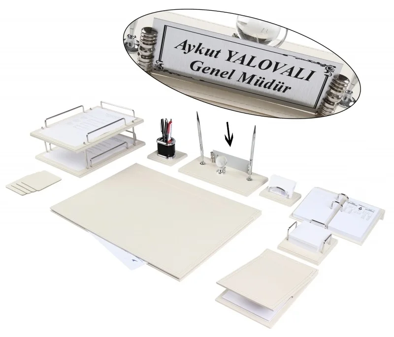 Роскошный кожаный Настольный набор Zenia настольный с табличкой именной двойным