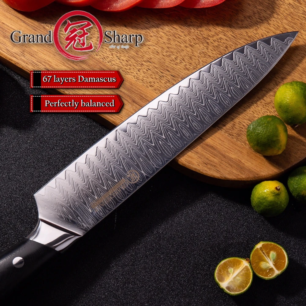 GRANDSHARP высококачественный 8 &quotповарской нож японские 67 слоев Дамасская сталь