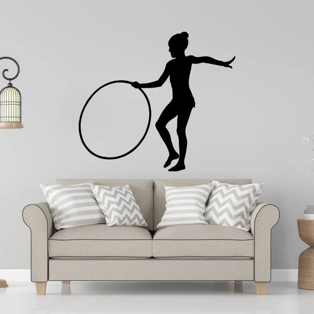 

Young Girl Playing Hula Hoop Wall Sticker Decal Wedding Sticker Gymnastic Wall Art Decoration A00906