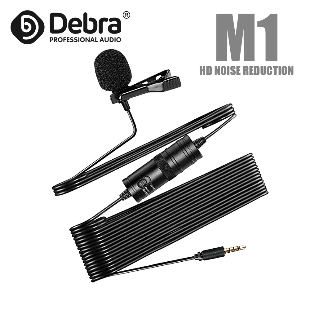 

Микрофон для записи Debra M1, петличный микрофон для смартфонов, DSLR, видеозаписи Youtube