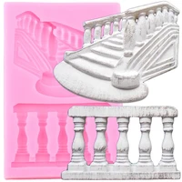 3d craft staircase railing silicone molds diy frame border fondant cake decorating tools candy clay chocolate gumpaste moulds