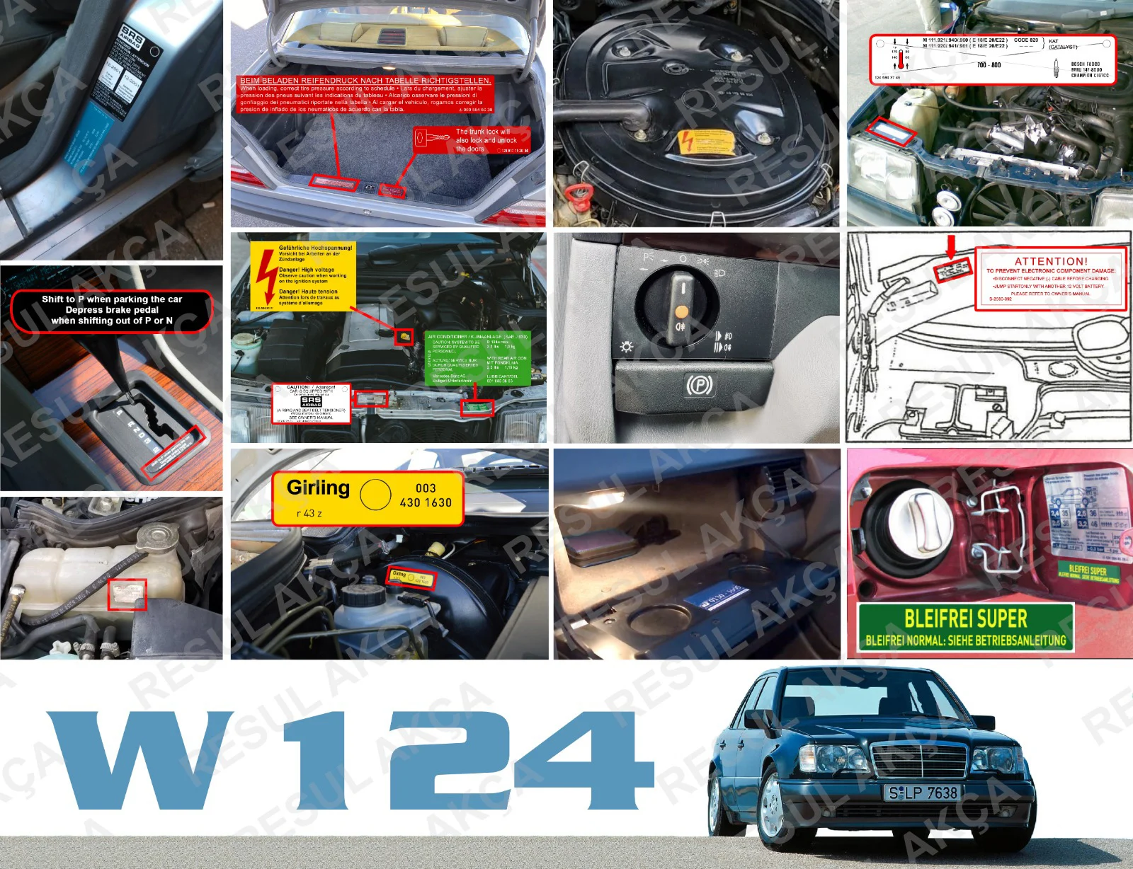 W124 e200 e280 e300 e500 300d 250d 200d 300e Наклейка Набор наклеек набор этикетка с принтом Звезда