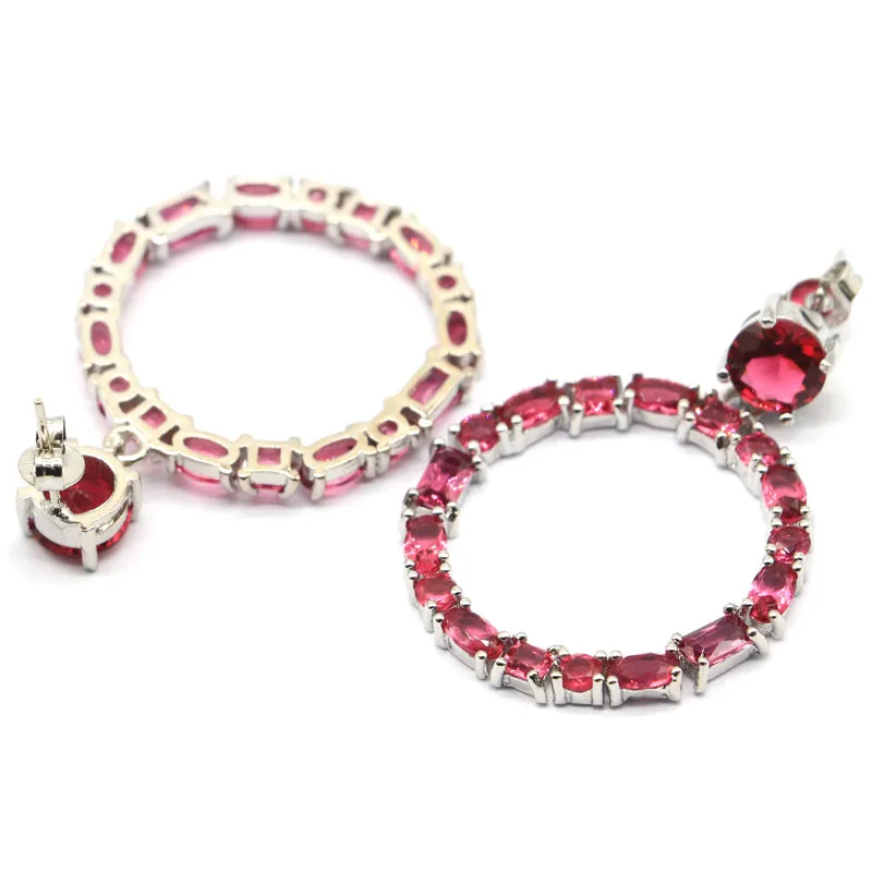 Элегантные серьги из розового малинового родолита 37x28 мм подарок для женщин