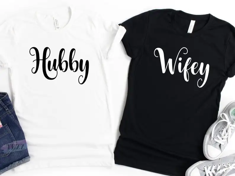 Skuggnas Новое поступление мужа Wifey пары Футболка Жена женат на День святого