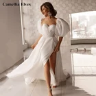 Женское свадебное платье It's yiiya, белое платье с пышными рукавами и разрезом на лето 2019