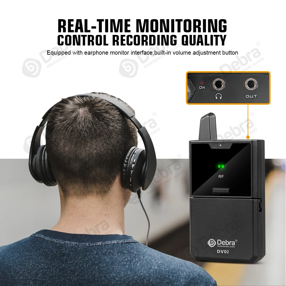 Debra DV01/02H UHF Wireless Handheld Mic with Monitor Function  Support Custom Content Card For Interview Live Broadcast VLOG