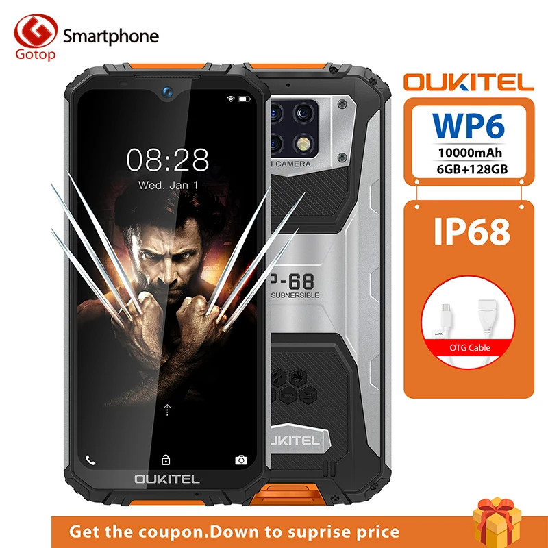 OUKITEL WP6 6G Оперативная память 128G Встроенная 6 3 &quot19 5: 9 Экран мобильный телефон MT6771T