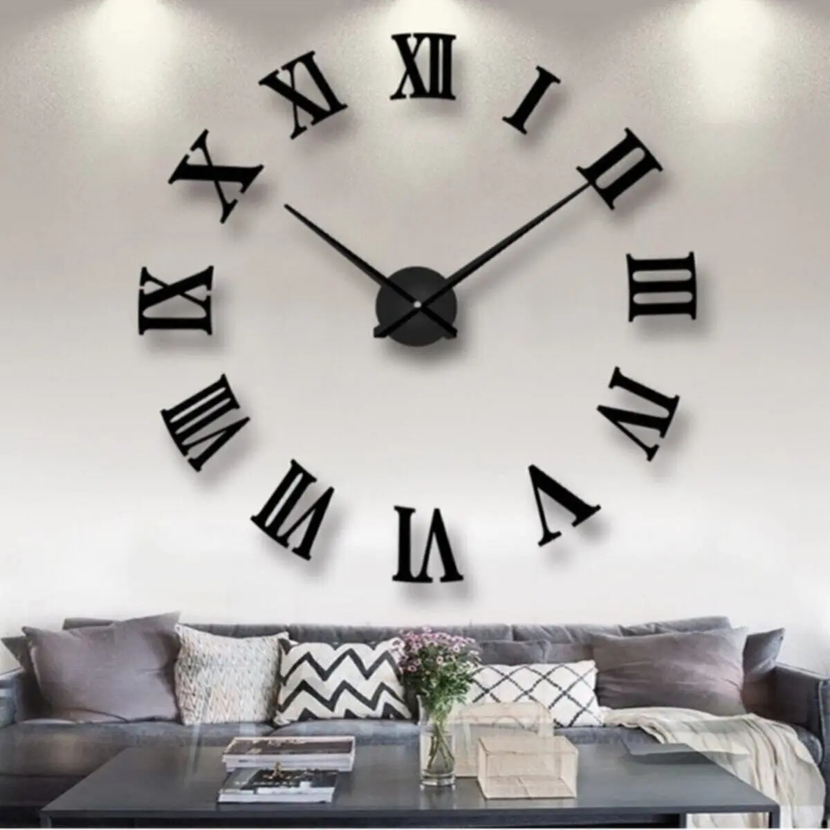 

Black Wood 3d Roman Digit Wall Clock, Home Accessories, Elegant Room Stickers
