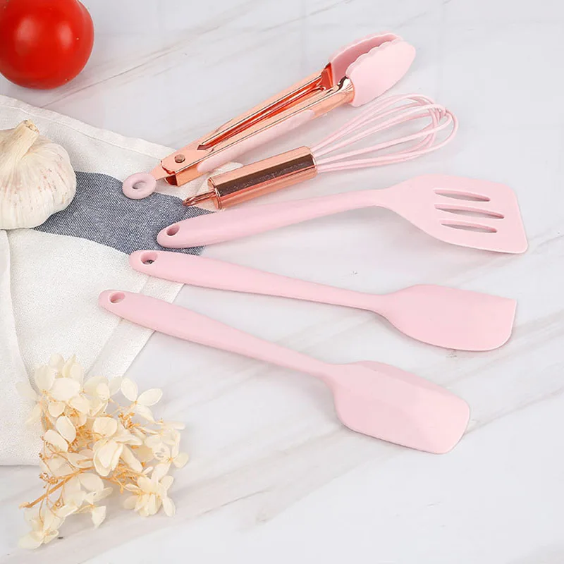Набор силиконовых кухонных принадлежностей антипригарная лопата с деревянной