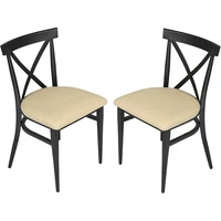 crossback dining chairs set of 2 industrial side modern metal upholstered chair with pu leather seat x shaped back