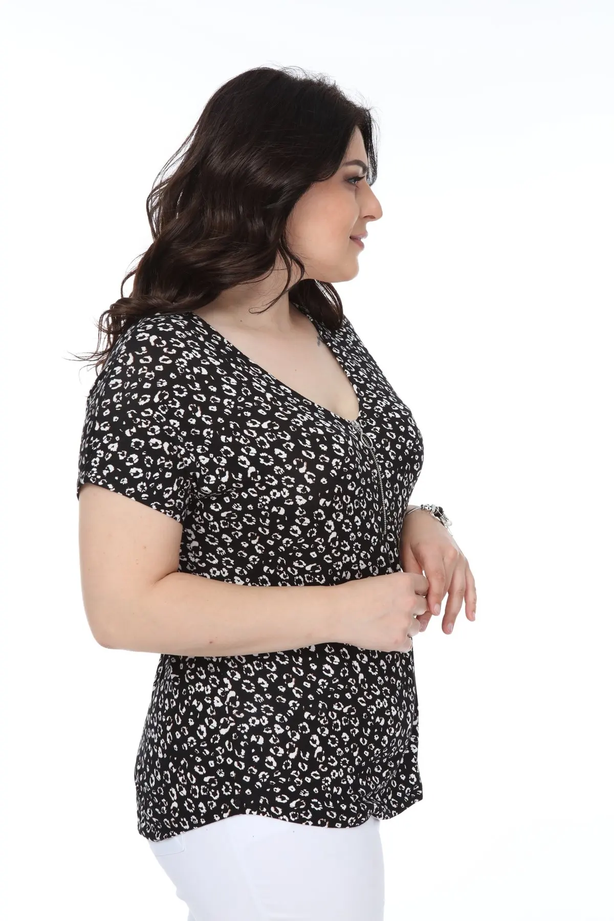 Блузка на молнии большого размера Hanezza