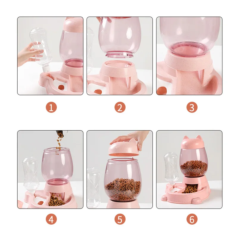 

2.2L Pet Dog Cat Automatic Feeder Dog Waterer Cat Food Bowl for Dogs Drinking Water 528ml Bottle Food Feeding Container Supplies