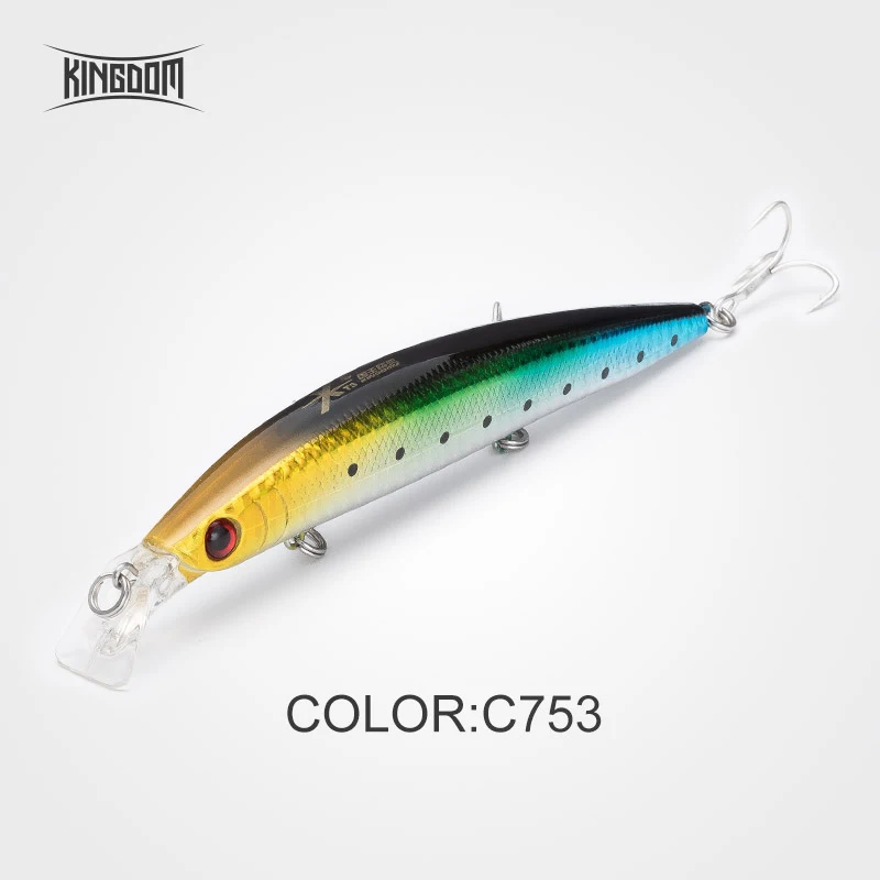 C753 Королевство рыболовные приманки Minnow для соленой воды, моря воблеры Jertbait искусственная, жесткая, для рыбалки приманки 125 мм 23 г подойдут для морского окуня малогабаритная управляемая модель 5354 - Цвет: C753