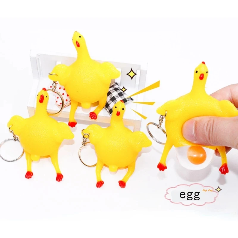 

New Funny Gadgets Novelty Antistress Squeeze Chicken Laying Egg Chicken Toys Keyring Surprise Squishy Kids Toys for Halloween