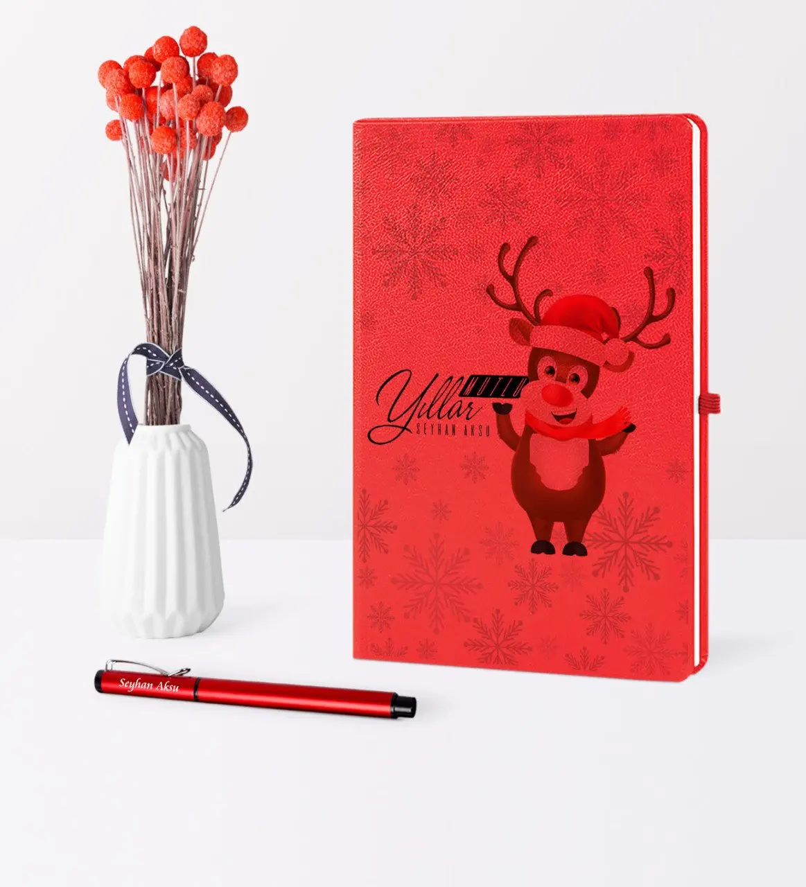 

Personalized Christmas Happy birthday Themed Red Notebook Pen Set-11