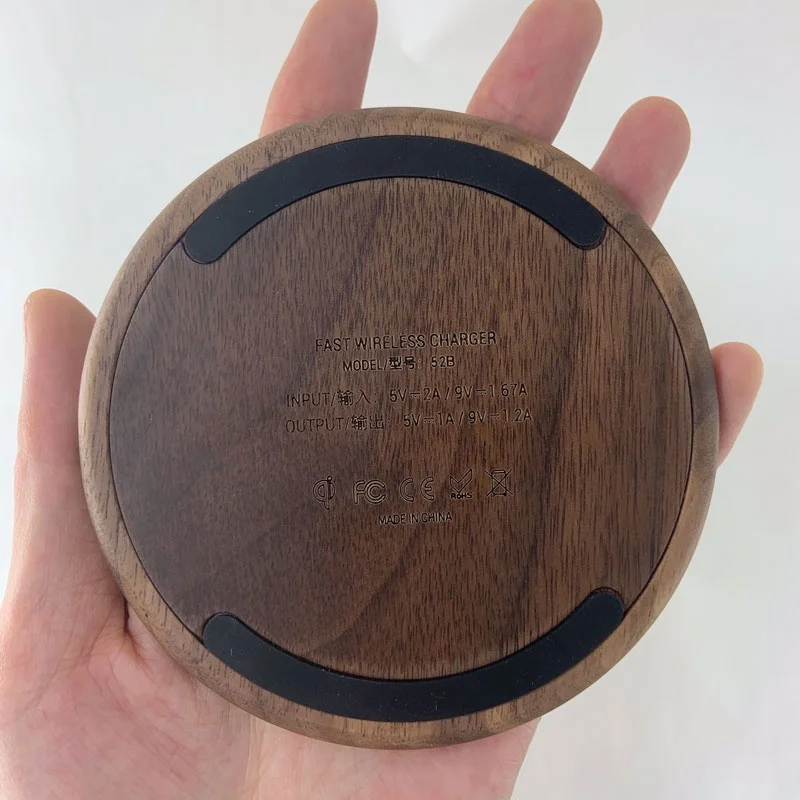 ongoo slim wood wooden wireless chargers headphone mobile phone walnut wood fast charger phone with qi enabled charger 15w free global shipping