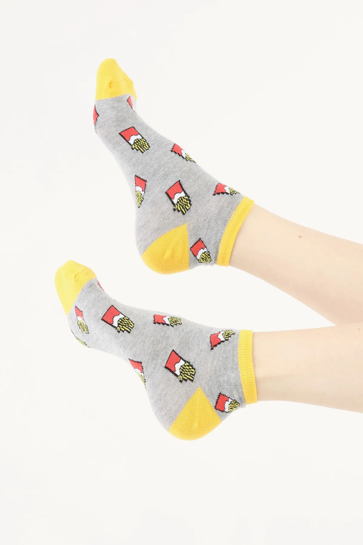 

3 Pairs From Turkey Quality pretty happy yellow potato french fries food socket socks socs yellow grey funny comic lot wholesale