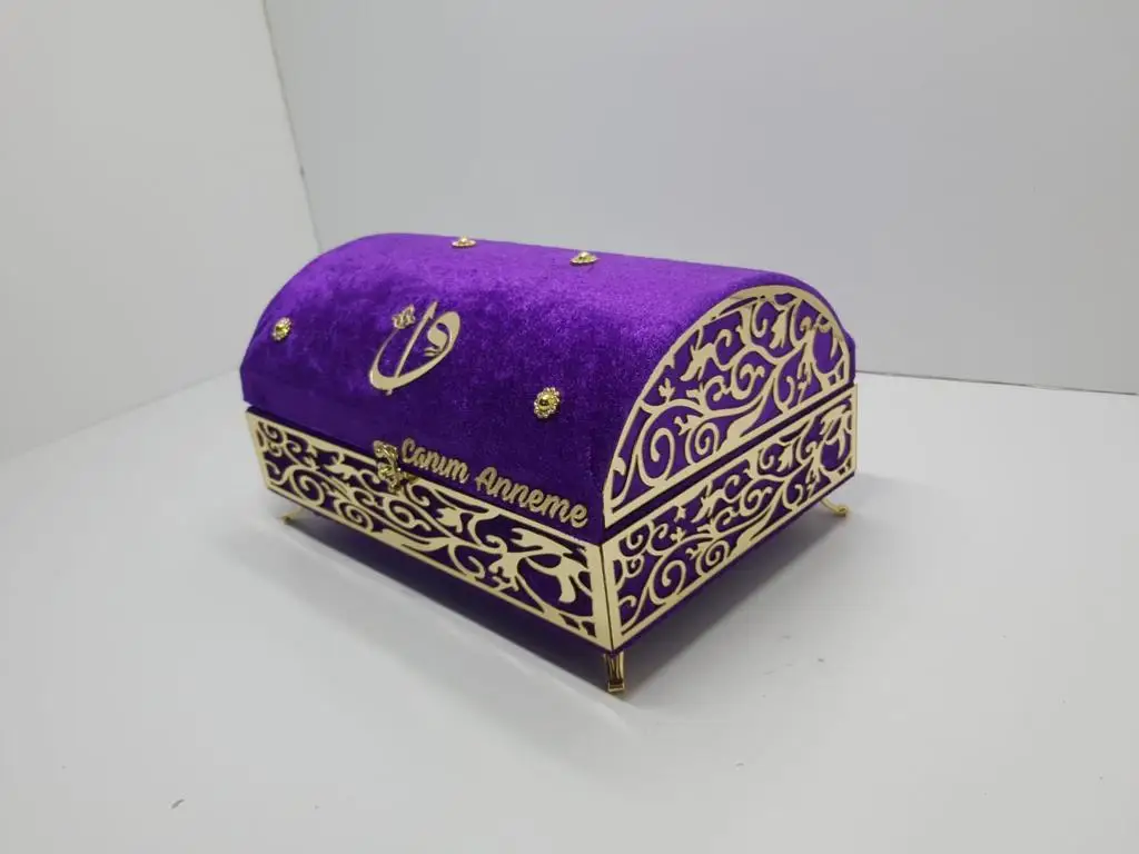 Big Size Luxury Boxed Quran Set Gift Velvet Purple Color Quran Pearl Rosary