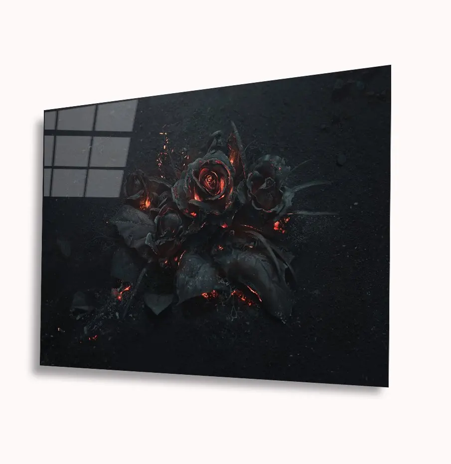 

Illustration Glass Table 4mm Durable Tempered Glass Black Rose Table
