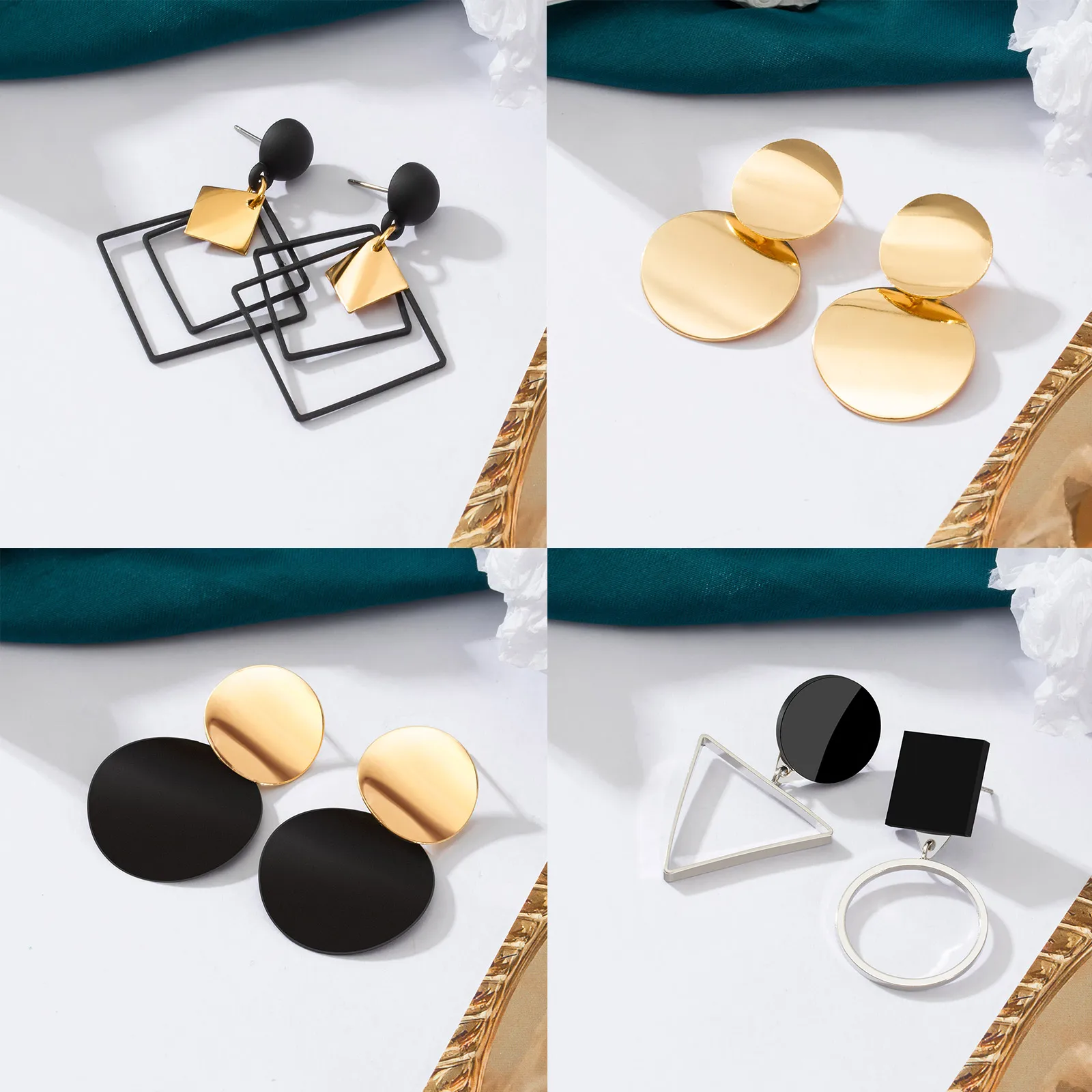 Модные новые яркие акриловые серьги-кольца для женщин круглые золотистые полые