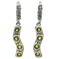 40x6mm neo gothic 5 1g vintage created green peridot pink tourmaline black metal silver earrings daily punk hollow
