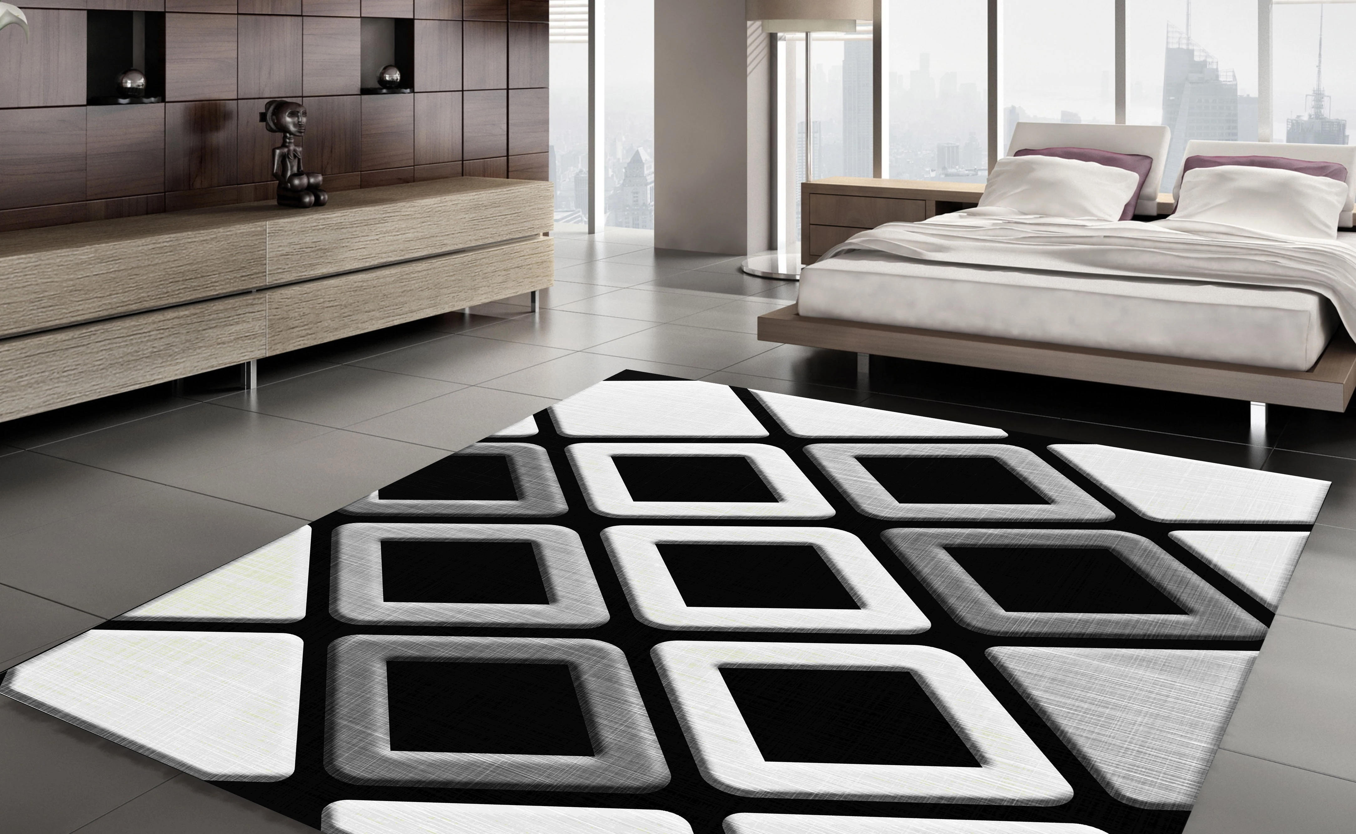 

Area Rug Fashion Carpet Black White Turkish Floor Soft Modern Rugs Non-Slip Home Decor Thick Runner Durable Carpets Kilim