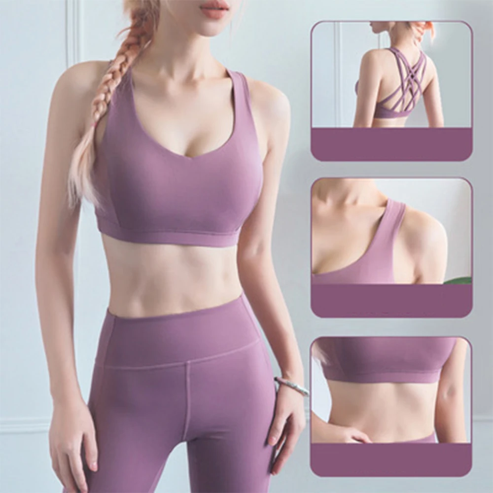 

Women's New Fancy Beautiful Back Yoga Leisure Underwear Breathable Shockproof Gathering Running Sports Bra Fitness Vest