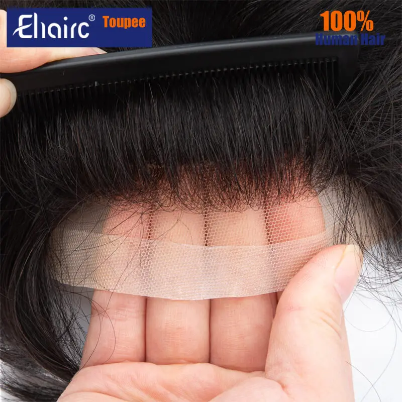 Bio-Men Toupee Invisible Hairline Men's Wigs Replacement System Unit Male Hair Prosthesis 100% Natural Human Hair Wig For Men