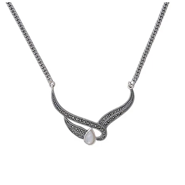 

Silver 925 Sterling Marcasite Stone Necklace