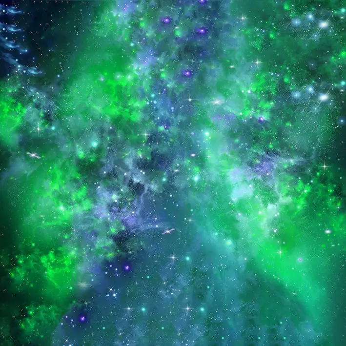 

Curtain Colorful Night Sky with Stars Nebula Clouds Moonlight Fantasy Scenery Printed Blue Green White