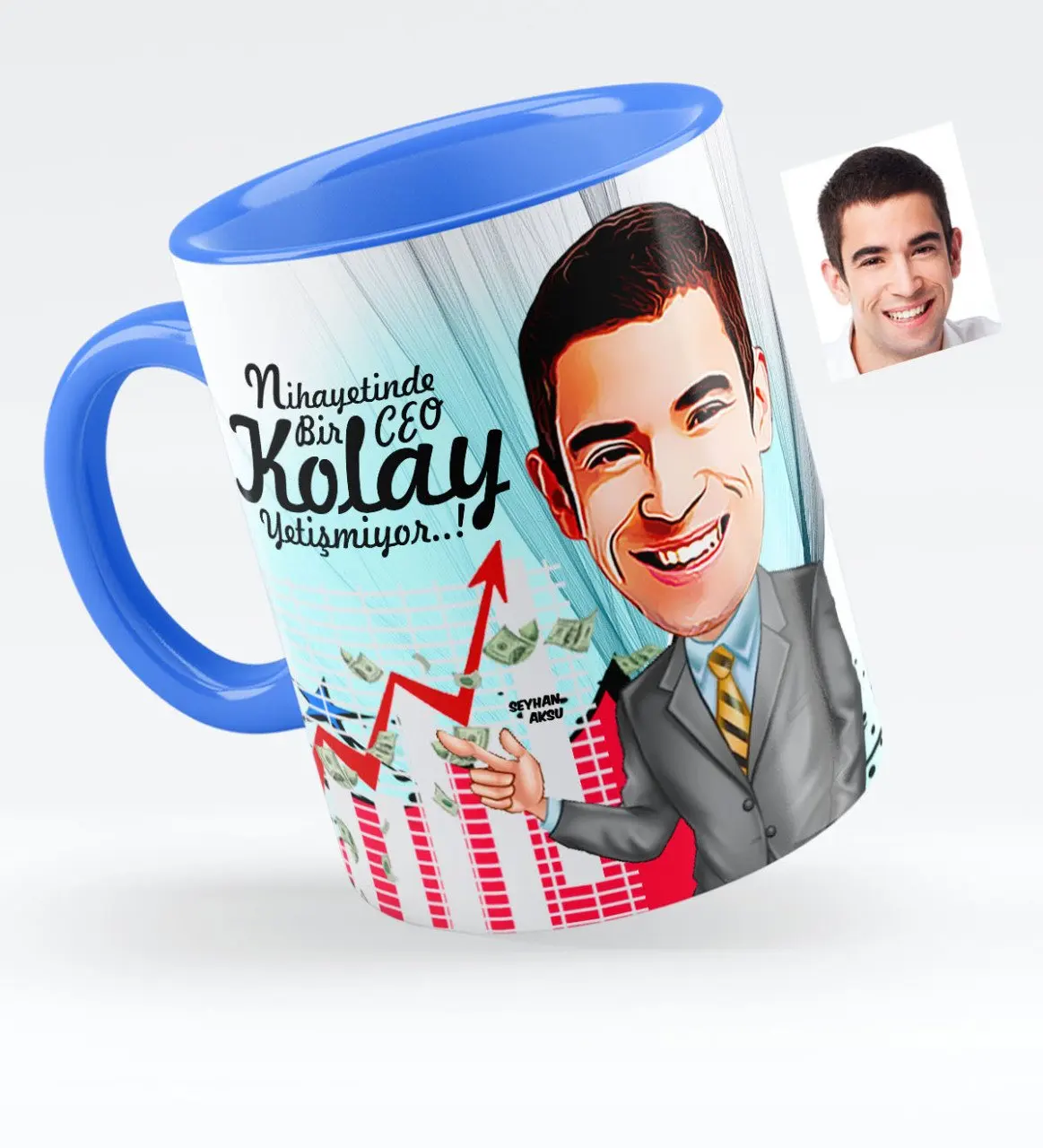 

Персонализированные Mr CEO Caricature Of Blue Mug cup-1