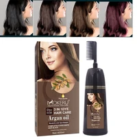 mokeru 400ml natural long lasting dark brown black hair dye comb for covering gray dry hair dyeing permanent hair dye shampoo
