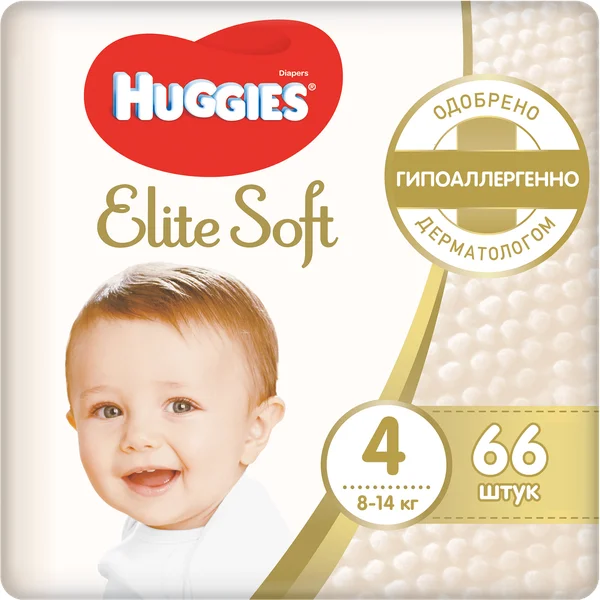 Подгузники Elite Soft (Элит Софт) 4 (8-14 кг) 66 шт ТМ Huggies (Хаггис) | Мать и ребенок