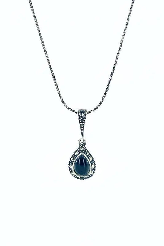 Крошечная капля марказит олту серебряное ожерелье с драгоценными камнями |