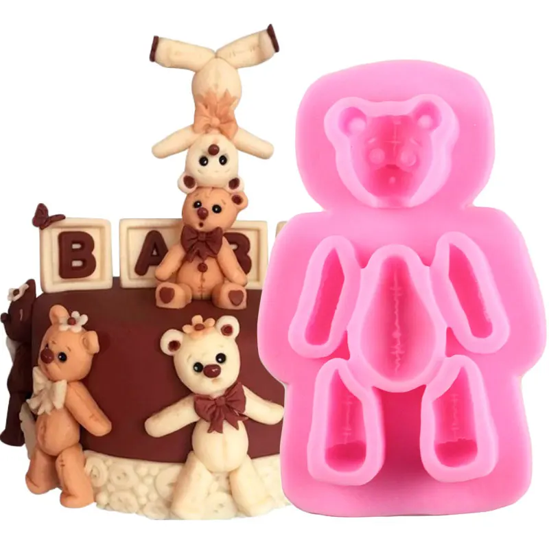 

Силиконовая форма «Медведь» Fondant (сахарная) пресс-формы для дня рождения торт украшения инструменты кекс фигурки жениха и невесты; Конфеты п...