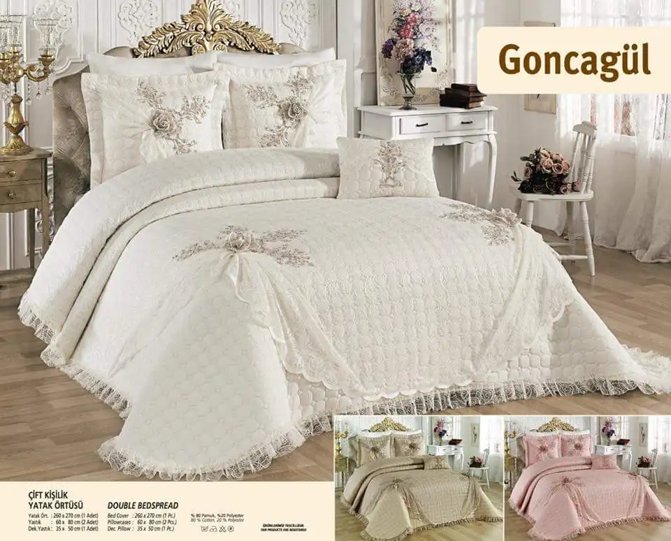 

Elegant SpecialDesign French Lace Guipure Double Coverlet Bed Cover Bedspread Set Pillowcases Bedspreads for Bed Bedding Set GNC