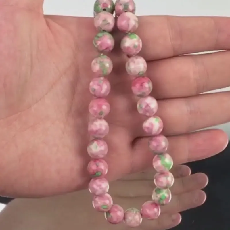 

Beads Fashion Jewelry Accessories Making DIY Round Natural Stone Jade Pink Green Women Necklace Bracelet Gift Abalorios Pulseras