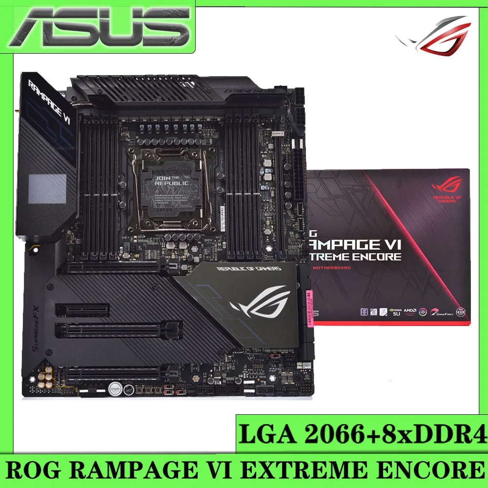 

LGA 2066 Asus ROG RAMPAGE VI EXTREME ENCORE Motherboard 8×DDR4 256GB 4266OC PCI-E 3.0 SATA III Intel X299 ATX Desktop Placa-mãe