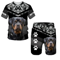 summer rottweiler dog 3d printed o neck t shirtshorts suit funny doberman german shepherd short sleeve tops mens clothing set