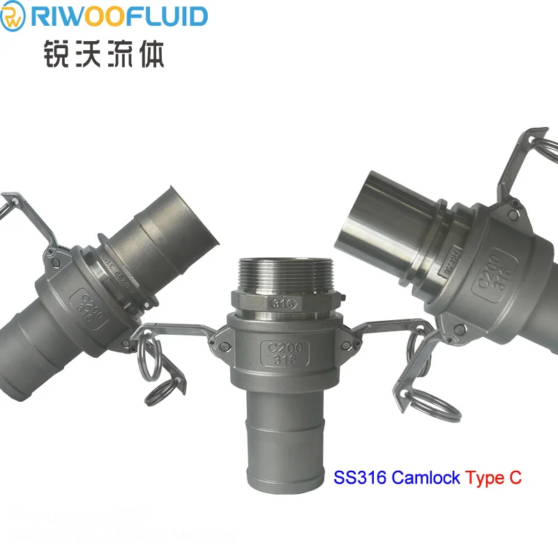 

RIWOOFLUID Stainless Steel 1 1/2 Inch Type C Self-locking Handles 316 Camlock Coupling