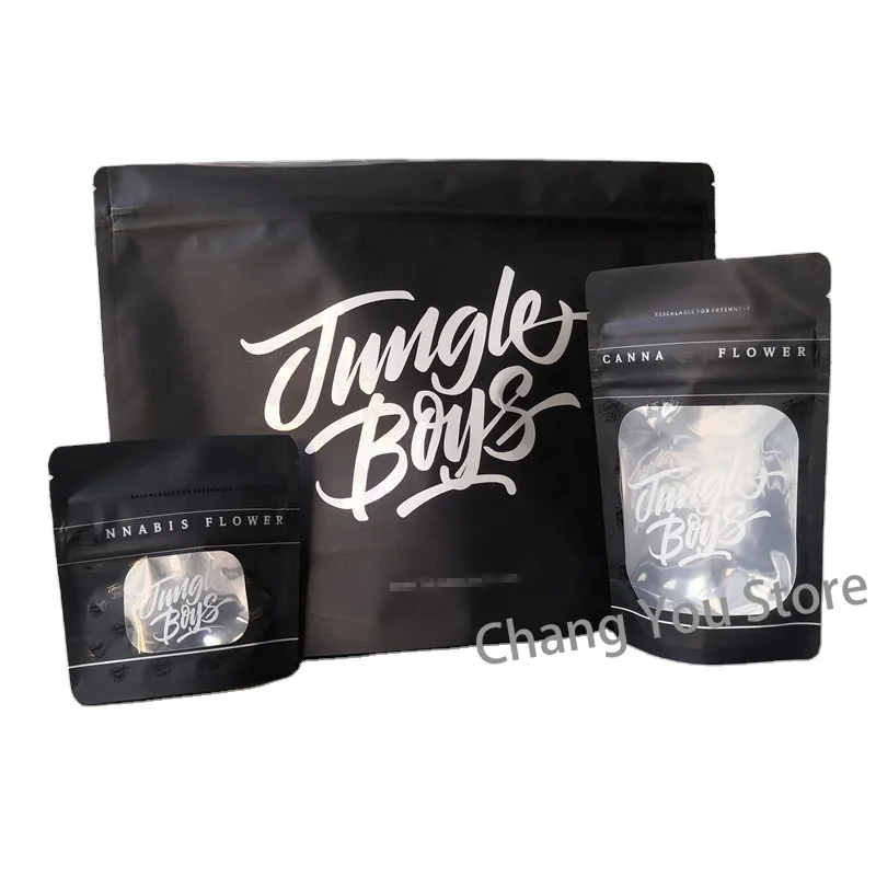 

3.5g 7.0g 6-8 OZ 1 Pound Jungle Boys Mylar Bags Smell Proof ChildProof Dry Herb Flowers Stand Up Pouch with Flavors Stickers